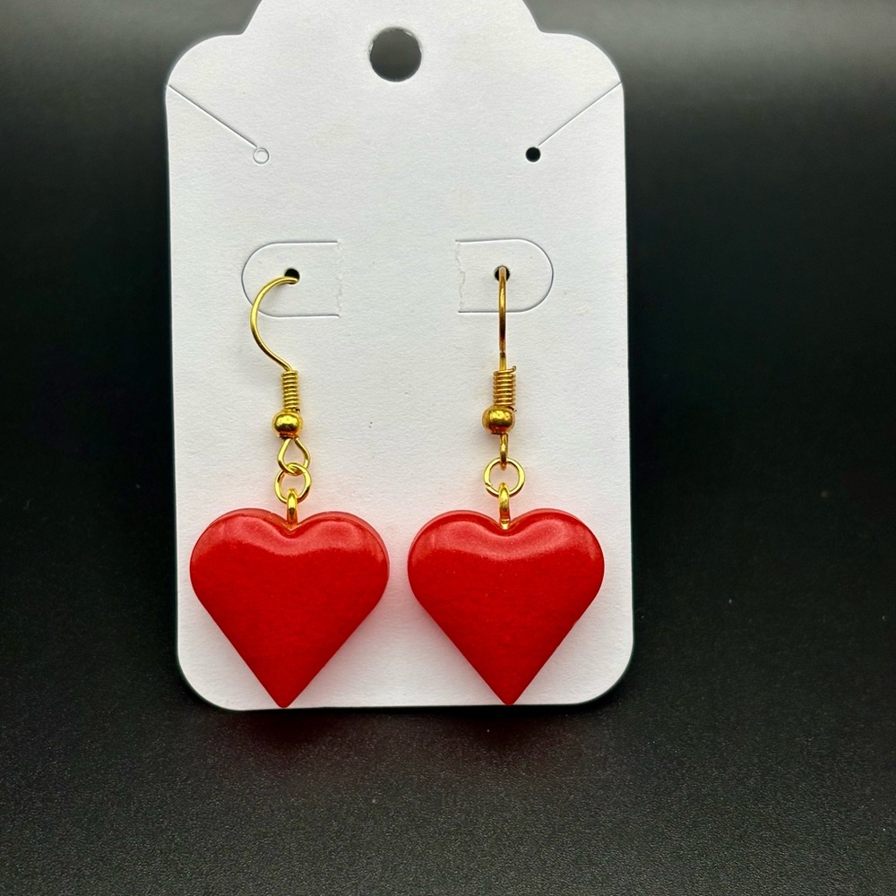 Red Heart Earrings- HANDMADE